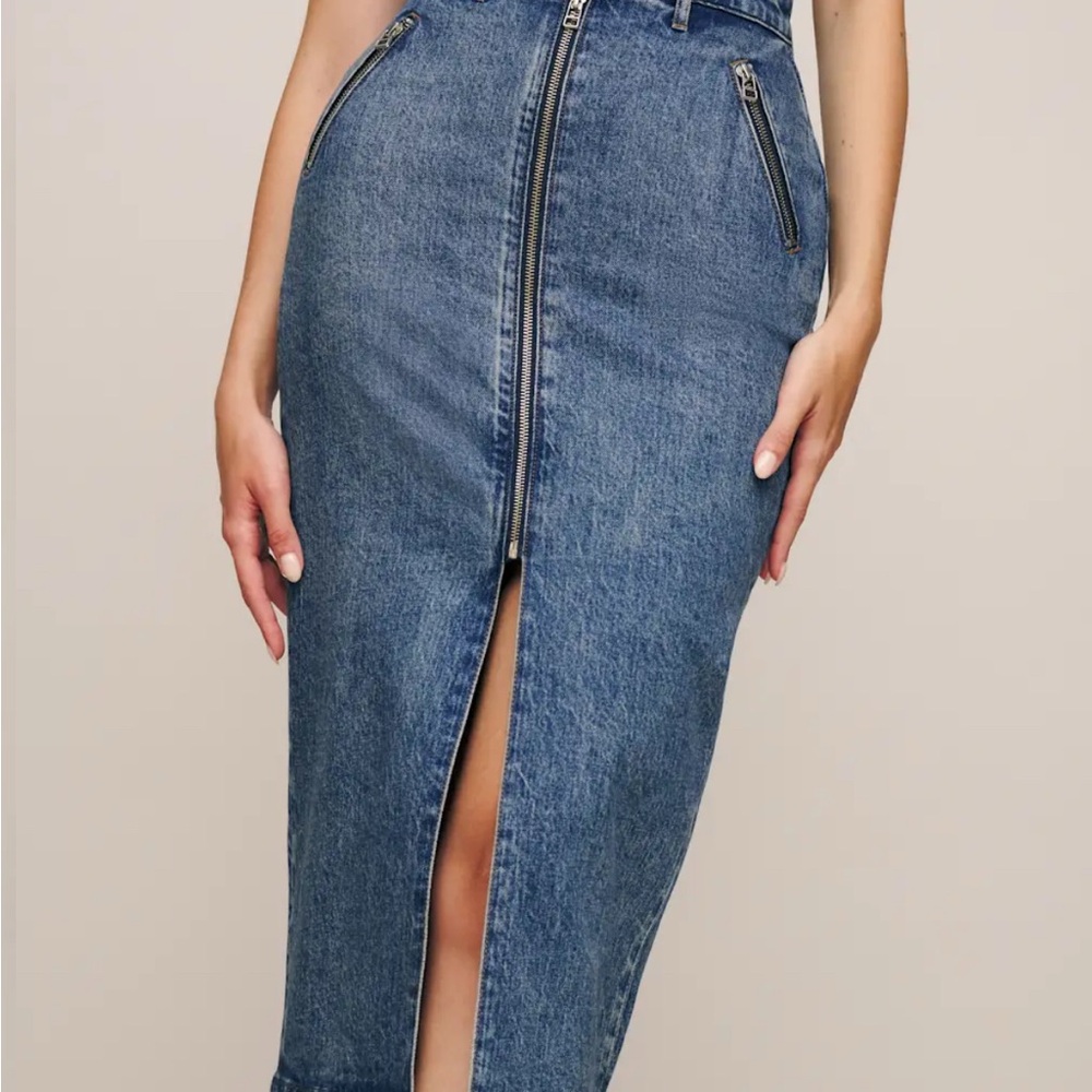 Reformation Leilani Denim Midi Skirt